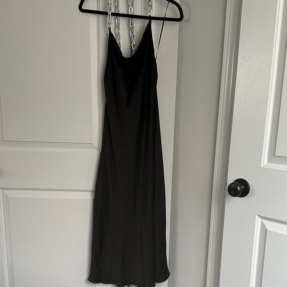 Zara Black Backless Dress with Chain Straps